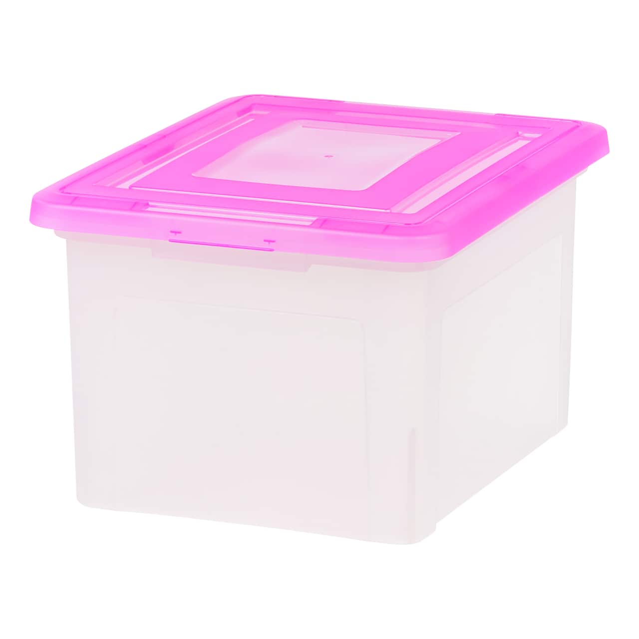 IRIS Pink & Clear Snap Tight Plastic File Organizer Box, 4ct.